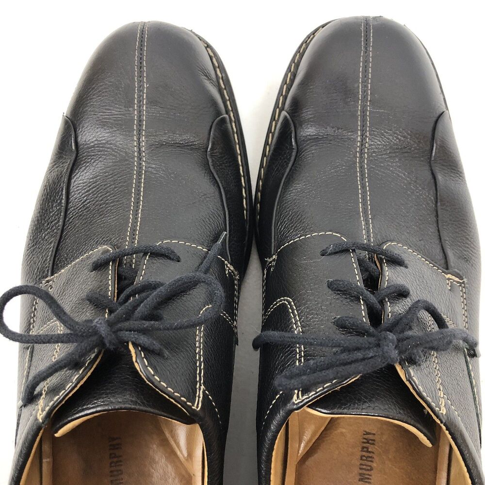 Johnston & Murphy Mens 13 M Black Comfort Shuler Bike Toe Oxford Shoes 207222